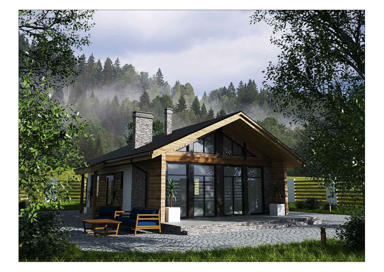 Дом из газобетона в стиле микея